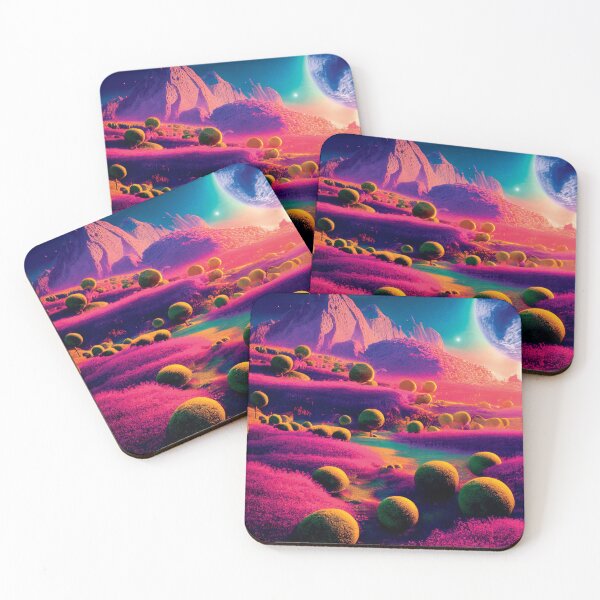 Item preview, a painting of a landscape with mountains and planets in the background designed and sold by DesignAtYO.