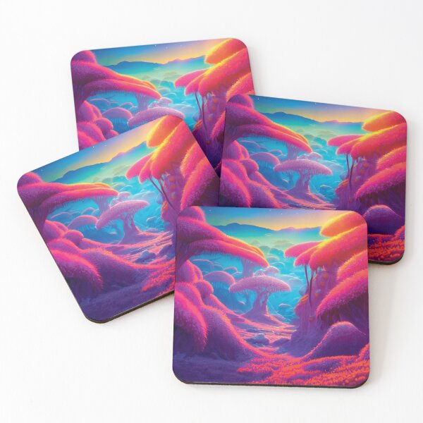 Item preview, a painting of a colorful landscape with trees designed and sold by DesignAtYO.