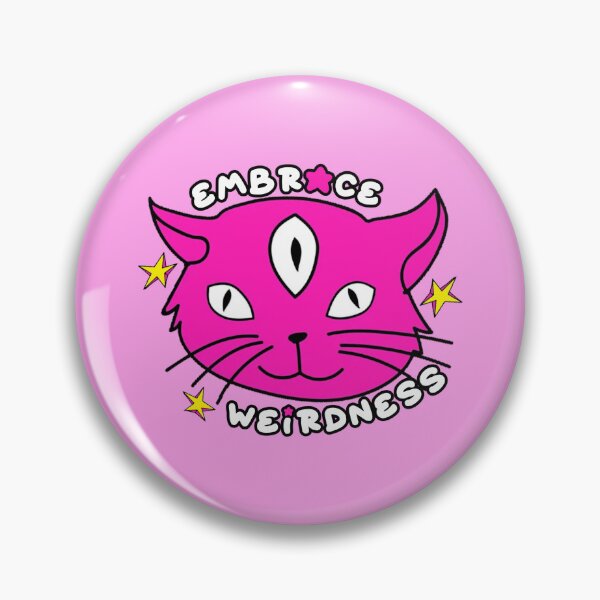 Item preview, Embrace Weirdness Three Eyed Cat Pink designed and sold by everything4eva.
