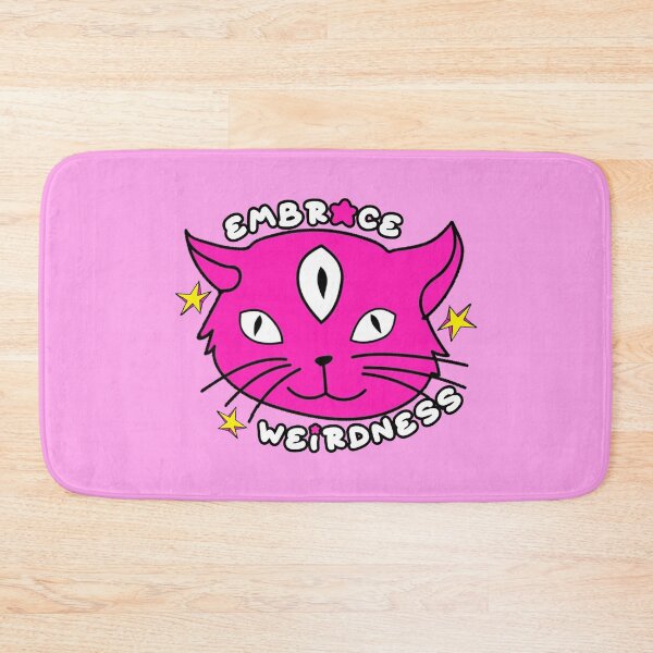 Item preview, Embrace Weirdness Three Eyed Cat Pink designed and sold by everything4eva.