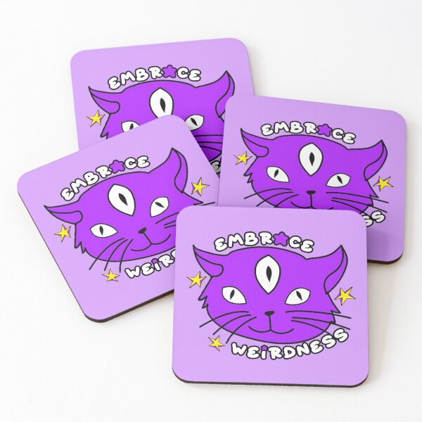 Item preview, Embrace Weirdness Three Eyed Cat Purple designed and sold by everything4eva.