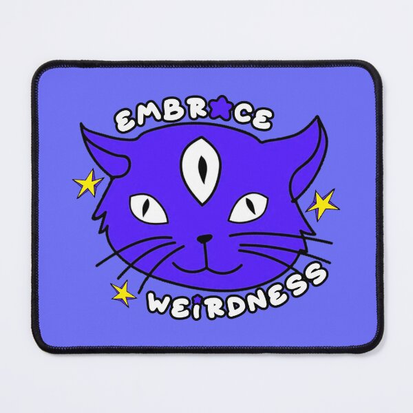 Item preview, Embrace Weirdness Three Eyed Cat Blue designed and sold by everything4eva.