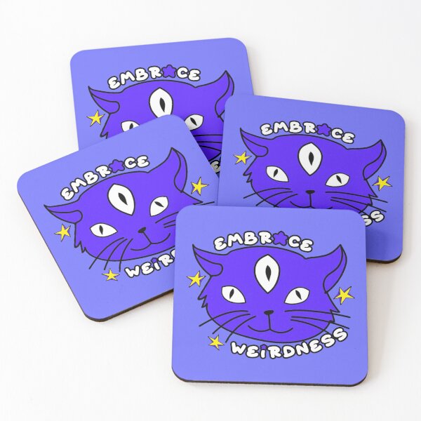 Item preview, Embrace Weirdness Three Eyed Cat Blue designed and sold by everything4eva.