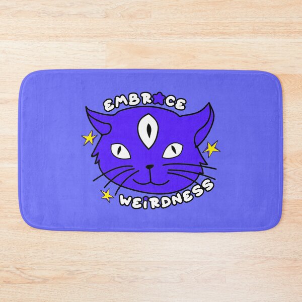 Item preview, Embrace Weirdness Three Eyed Cat Blue designed and sold by everything4eva.