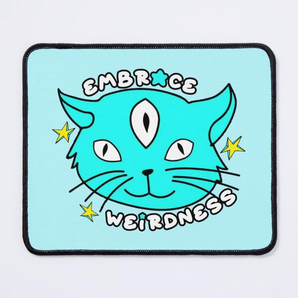 Item preview, Embrace Weirdness Three Eyed Cat Blue designed and sold by everything4eva.