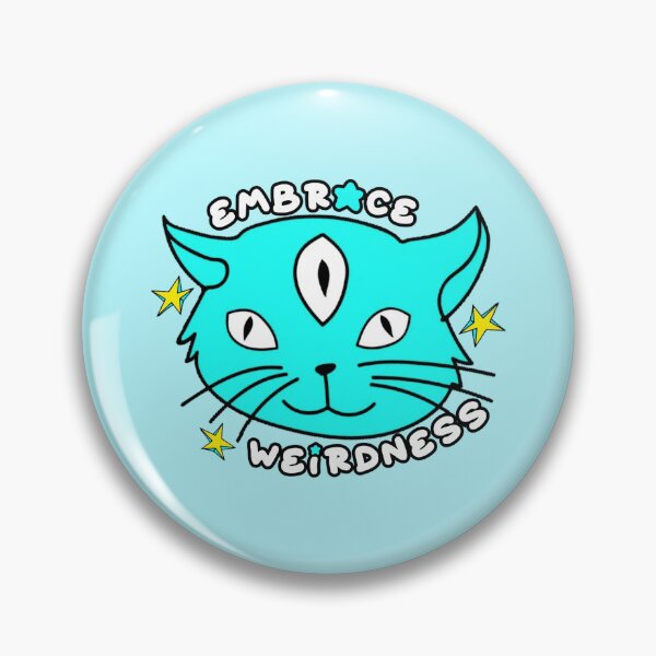 Item preview, Embrace Weirdness Three Eyed Cat Blue designed and sold by everything4eva.