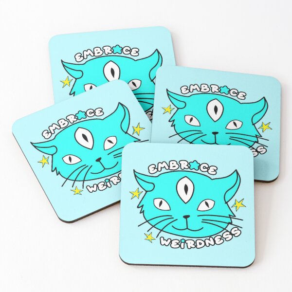 Item preview, Embrace Weirdness Three Eyed Cat Blue designed and sold by everything4eva.