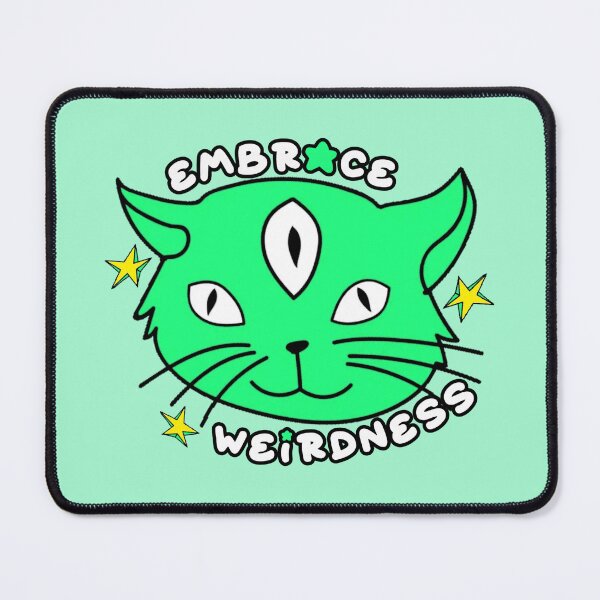 Item preview, Embrace Weirdness Three Eyed Cat Green designed and sold by everything4eva.