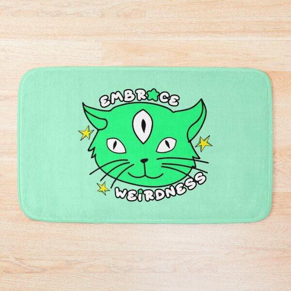 Item preview, Embrace Weirdness Three Eyed Cat Green designed and sold by everything4eva.