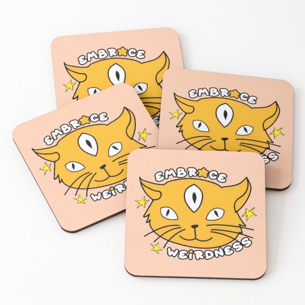 Item preview, Embrace Weirdness Three Eyed Cat Orange designed and sold by everything4eva.