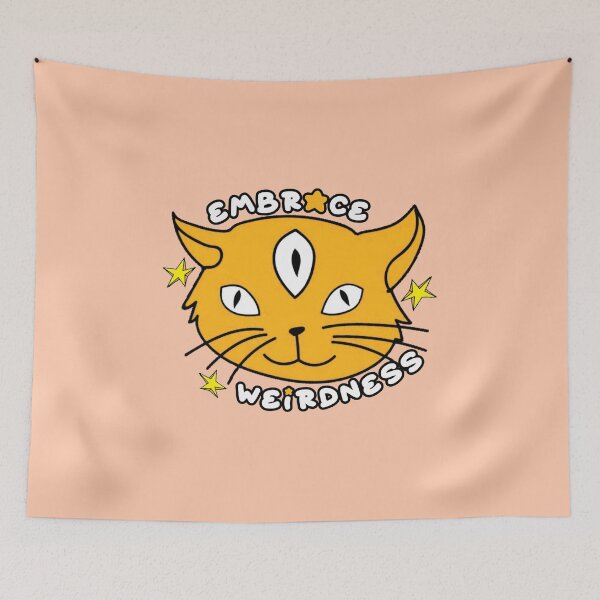 Item preview, Embrace Weirdness Three Eyed Cat Orange designed and sold by everything4eva.