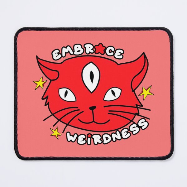 Item preview, Embrace Weirdness Three Eyed Cat Red designed and sold by everything4eva.