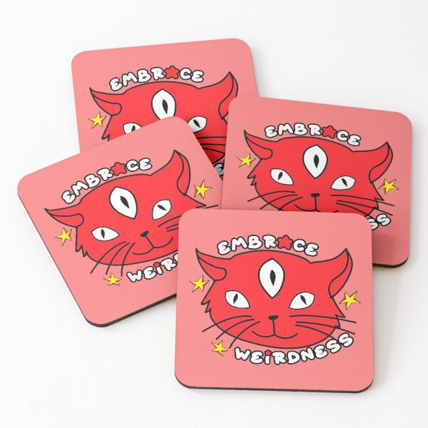 Item preview, Embrace Weirdness Three Eyed Cat Red designed and sold by everything4eva.