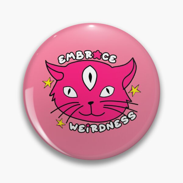 Item preview, Embrace Weirdness Three Eyed Cat Pink designed and sold by everything4eva.