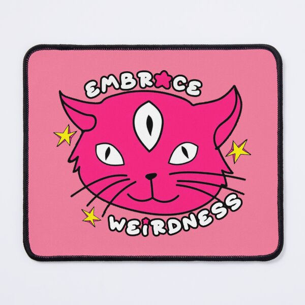Item preview, Embrace Weirdness Three Eyed Cat Pink designed and sold by everything4eva.