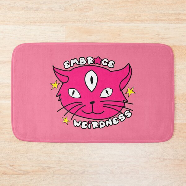 Item preview, Embrace Weirdness Three Eyed Cat Pink designed and sold by everything4eva.