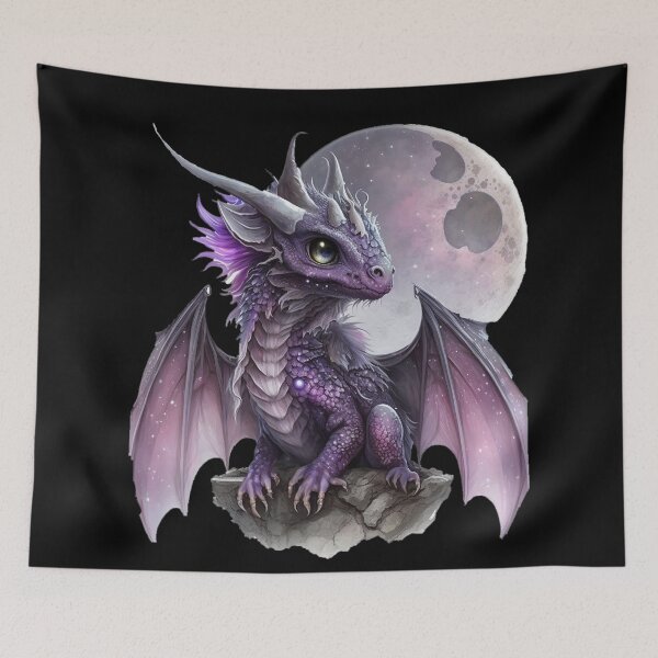 Item preview, Baby Purple Dragon with Tiny Wings and Little Horns - Adorable! designed and sold by Dragonstrom.