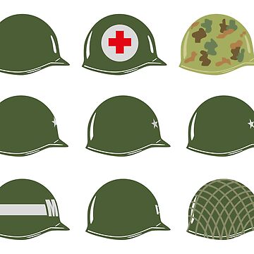 Artwork thumbnail, US Army Helmets WW2 by Wisdom Art Prints
