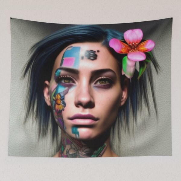 Item preview, My name is Ana  - Cyborg Humanoid Girl With Striking, Floral Tattoo’s  designed and sold by Flowerartlovers.