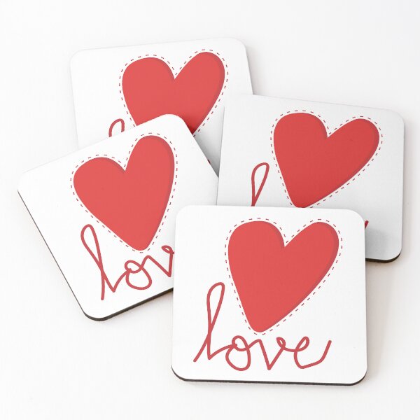 Item preview, Red heart with love written below designed and sold by MasBlangkon-Art.