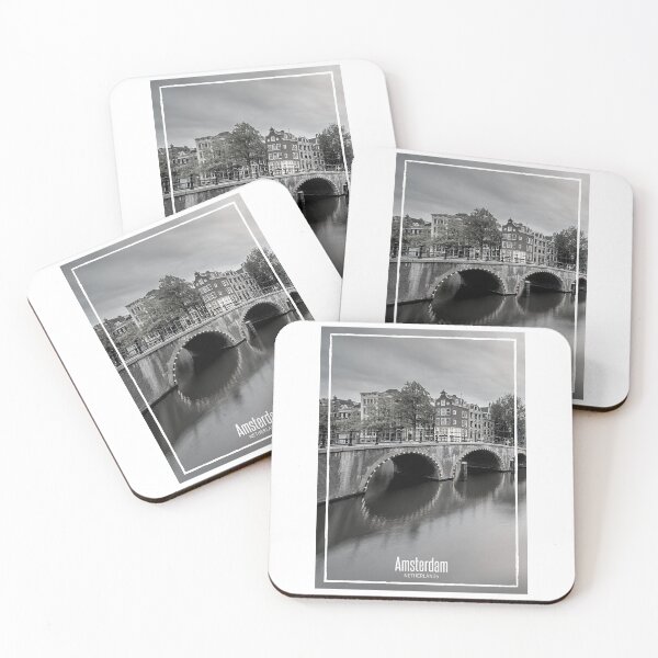 Item preview, Amsterdam Black and White Photo - Netherlands Travel - Dutch Canal and Bridge designed and sold by SoccaTamam.
