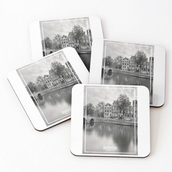 Item preview, Amsterdam Black and White Photo - Netherlands Travel - Dutch Canals and Bridge designed and sold by SoccaTamam.