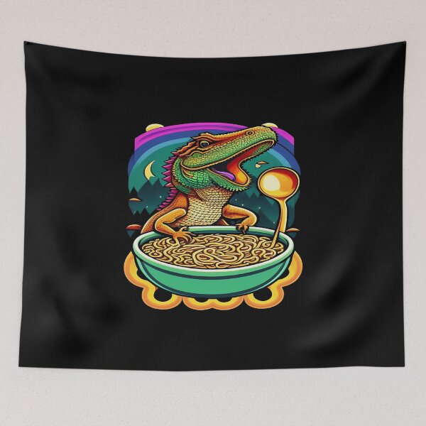 Item preview, Funny Bearded Dragon Eating Ramen Noodles  designed and sold by Trendy Valley .