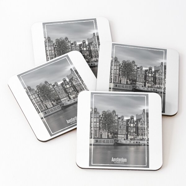 Item preview, Amsterdam Black and White Photo - Netherlands Travel - Houses in Canal designed and sold by SoccaTamam.