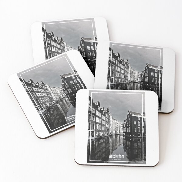 Item preview, Amsterdam Black and White Photo - Netherlands Travel - Dutch Houses in Canal designed and sold by SoccaTamam.