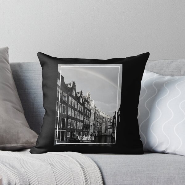 Item preview, Amsterdam Black and White Photo - Netherlands Travel - Houses in River Canal designed and sold by SoccaTamam.