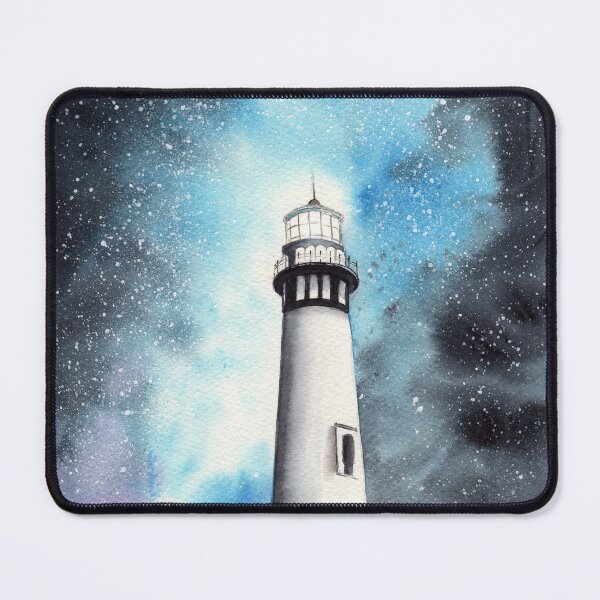 Item preview, Lighthouse under starry skies designed and sold by MaryWatercolor.