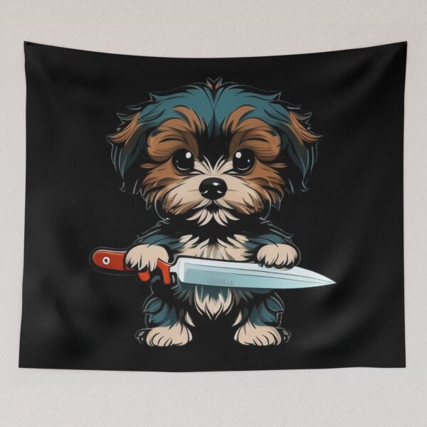 Item preview, dog with knife designed and sold by Diamaber.