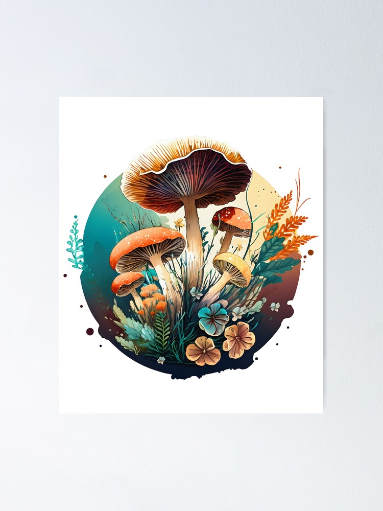 Mushroom Fungi Goblincore Aesthetic Cottagecore Mycology Poster