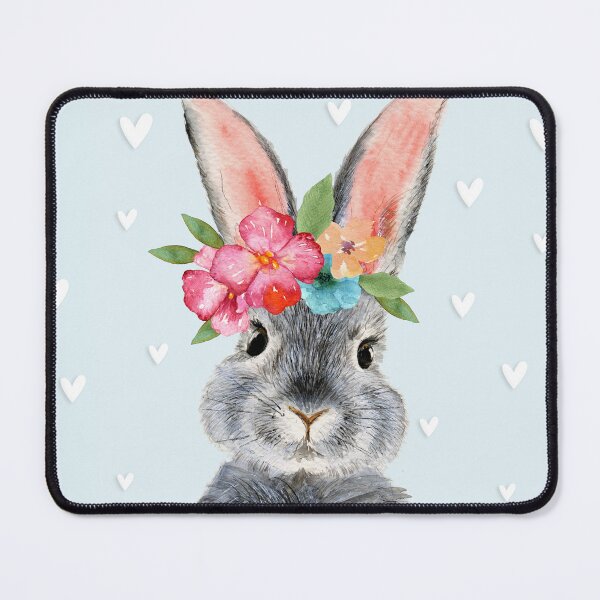 Item preview, Cute fluffy grey and blue rabbit designed and sold by MaryWatercolor.