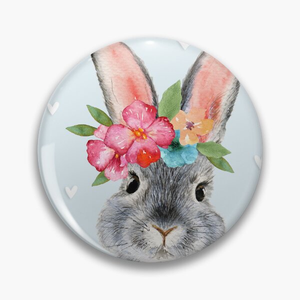 Item preview, Cute fluffy grey and blue rabbit designed and sold by MaryWatercolor.