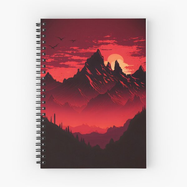 Item preview, Red Sky Mountain Silhouette designed and sold by ShadowAndSlate.