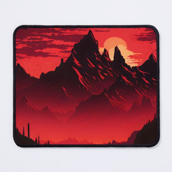 Item preview, Red Sky Mountain Silhouette designed and sold by ShadowAndSlate.