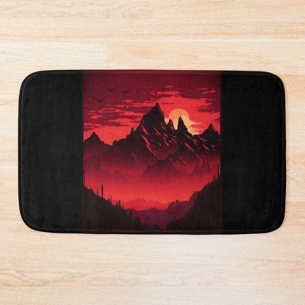 Item preview, Red Sky Mountain Silhouette designed and sold by ShadowAndSlate.