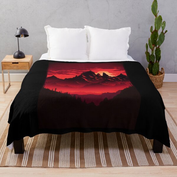 Item preview, Red Sky Mountain Silhouette designed and sold by ShadowAndSlate.