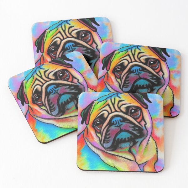 Item preview, Watercolour Pug Art. Watercolour Pug. Rainbow Pug. Colourful Pug. designed and sold by Doggymadness.