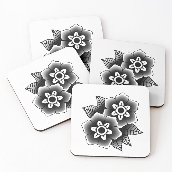 Artikelvorschau, Blackwork-Blumen entworfen und verkauft von Ames-O-Art.