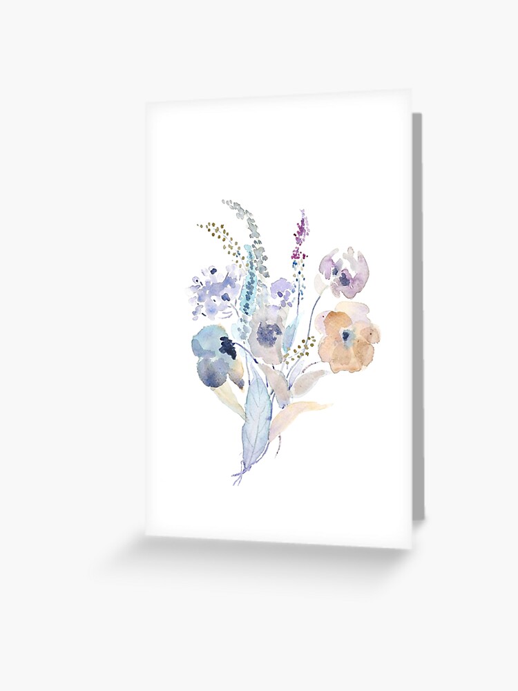 abstract pale purple flowers watercolor  Greeting Card for Sale