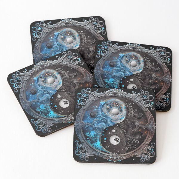 Aperçu de l'œuvre Black and Blue Yin-Yang créée et vendue par OccultDreams.