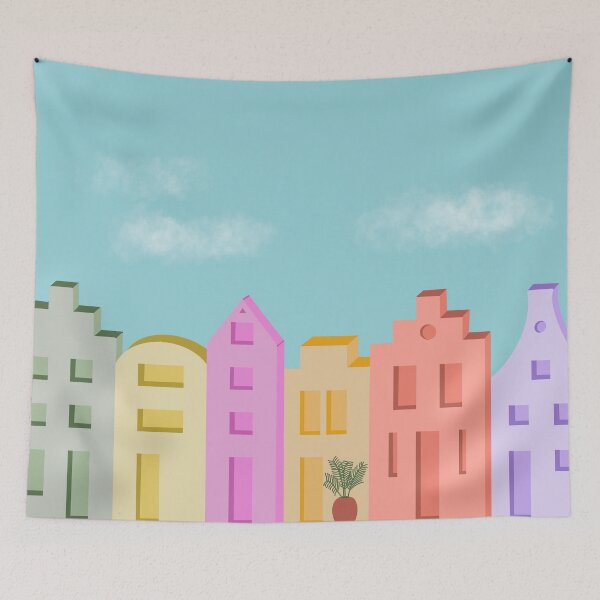 Item preview, Colorful houses in pastel colors designed and sold by Ninaeva.