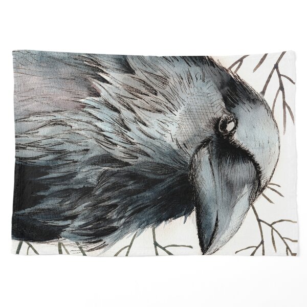 Iridescent Black Crow Feathers Fleece Blanket