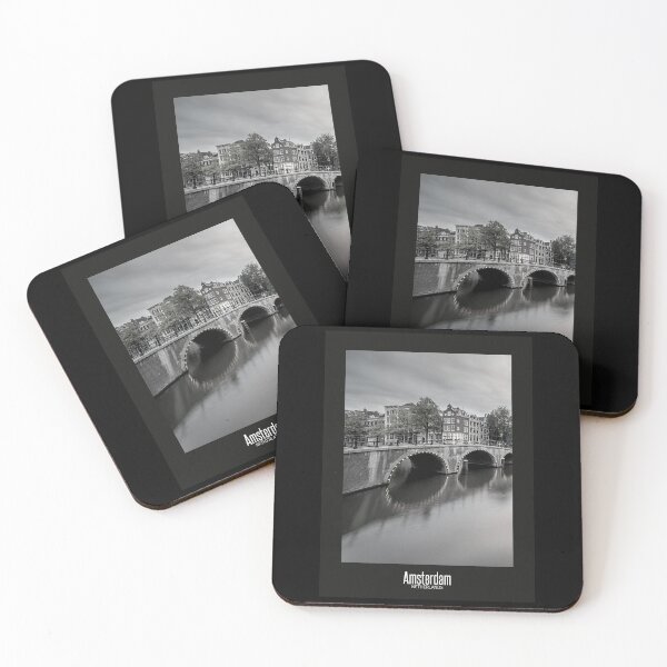 Item preview, Amsterdam Black and White Photo - Netherlands Wanderlust - Dutch Canal and Bridge designed and sold by SoccaTamam.