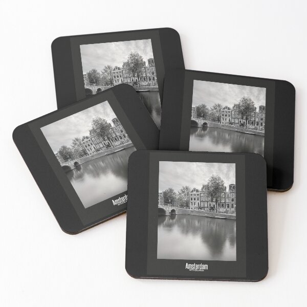 Item preview, Amsterdam Black and White Photo - Netherlands Wanderlust - Dutch Canals and Bridge designed and sold by SoccaTamam.