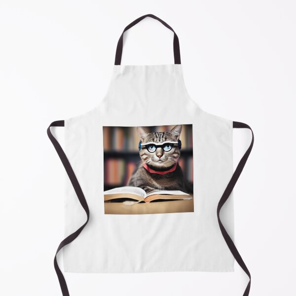 Item preview, cat with book wearing glasses designed and sold by JV.
