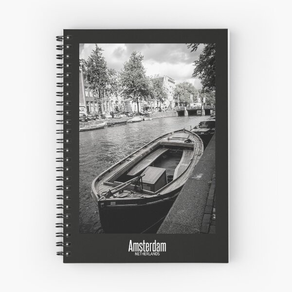 Item preview, Amsterdam Bridge and Canal Black and White Photo - Netherlands Wanderlust - Boat  designed and sold by SoccaTamam.