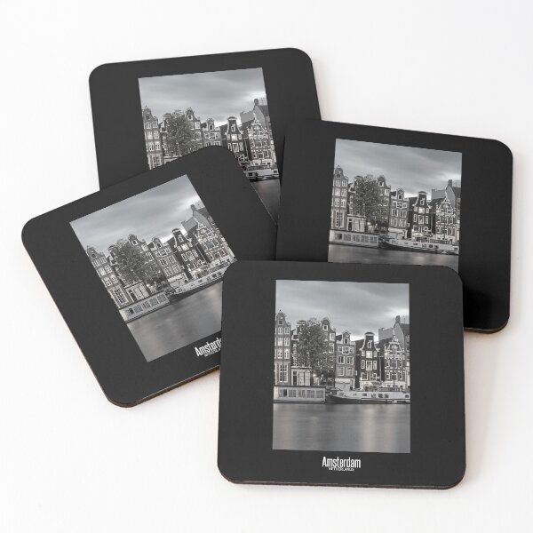 Item preview, Amsterdam Black and White Photo - Netherlands Wanderlust - Houses in Canal designed and sold by SoccaTamam.